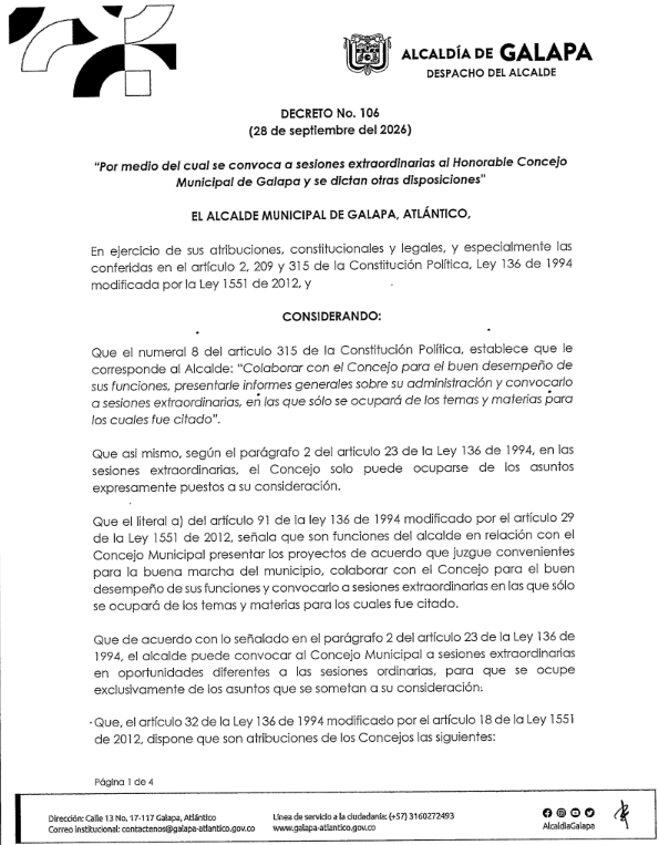 DECRETO No 106